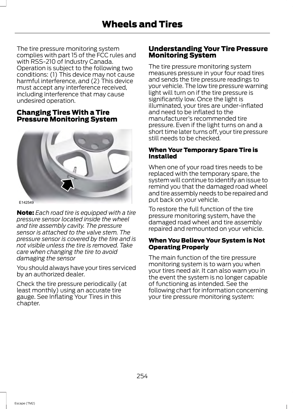 Wheels and tires | FORD 2014 Escape v.3 User Manual | Page 257 / 434