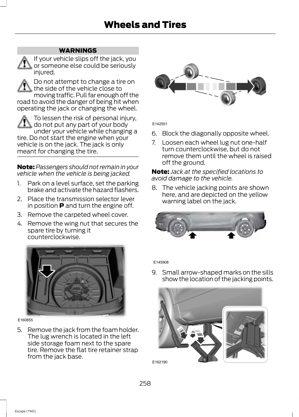Wheels and tires | FORD 2014 Escape v.3 User Manual | Page 261 / 434