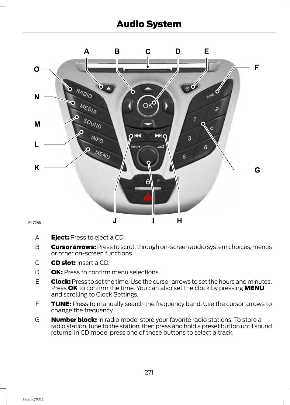 Audio system | FORD 2014 Escape v.3 User Manual | Page 274 / 434