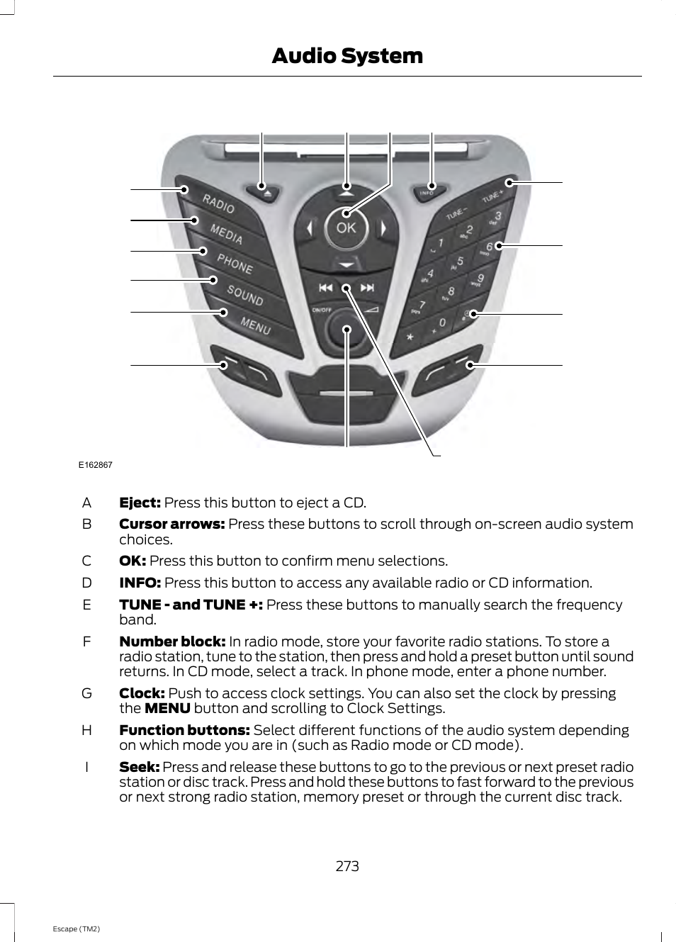 Audio system | FORD 2014 Escape v.3 User Manual | Page 276 / 434