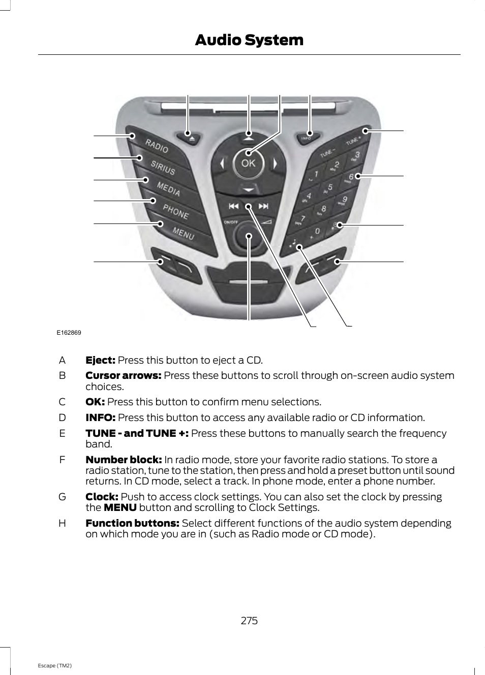 Audio system | FORD 2014 Escape v.3 User Manual | Page 278 / 434