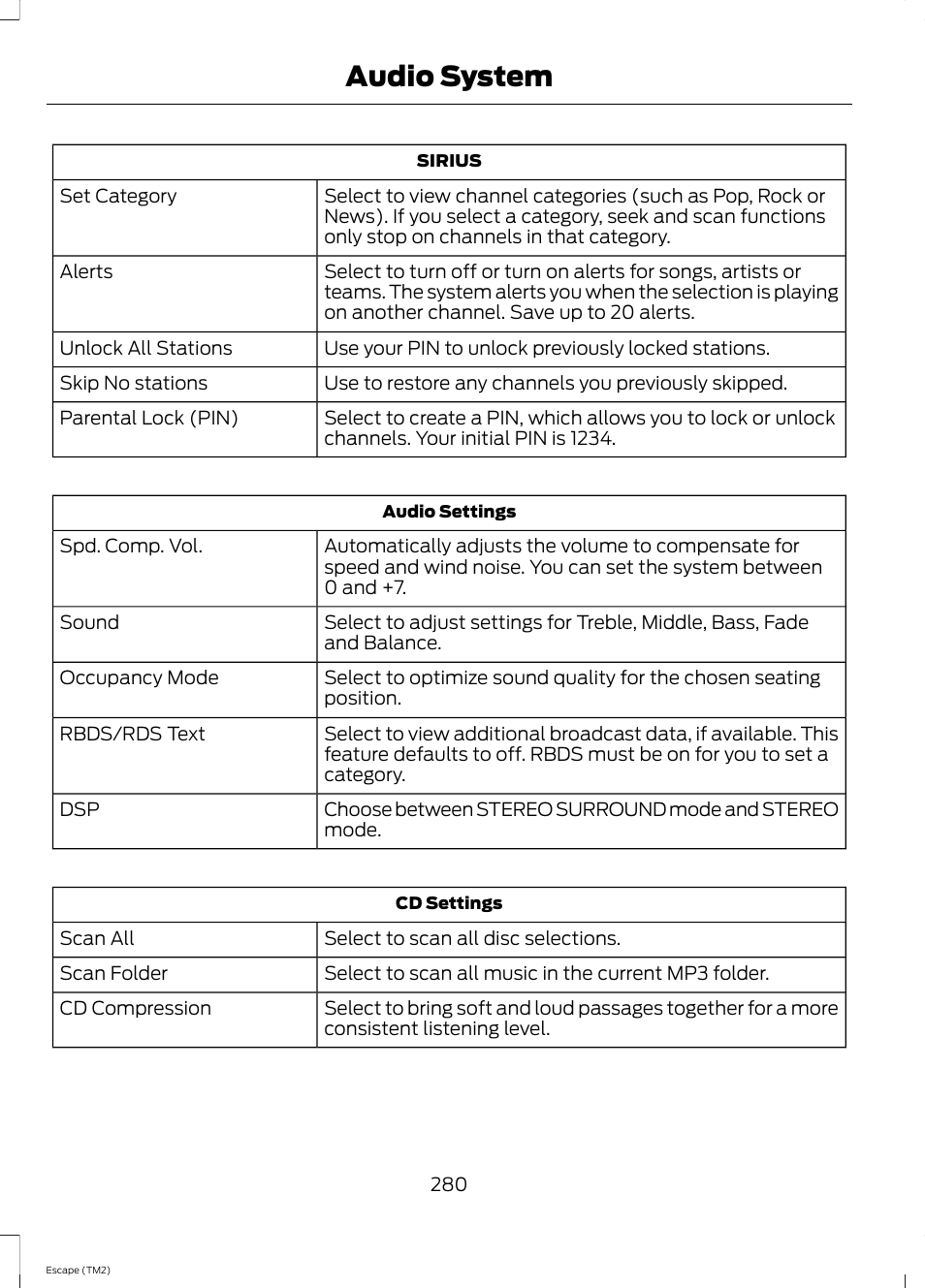 Audio system | FORD 2014 Escape v.3 User Manual | Page 283 / 434