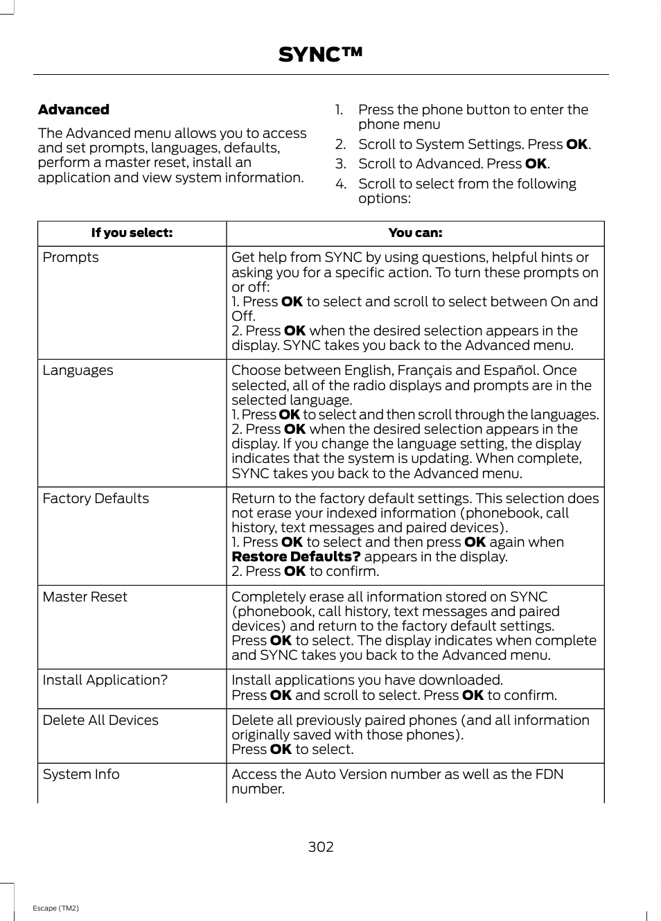 Sync | FORD 2014 Escape v.3 User Manual | Page 305 / 434