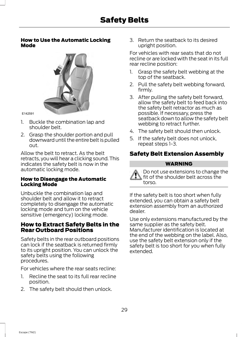 Safety belts | FORD 2014 Escape v.3 User Manual | Page 32 / 434