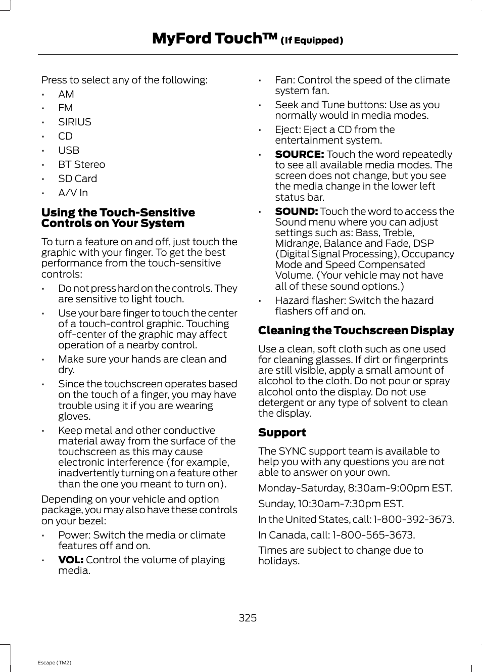 Myford touch | FORD 2014 Escape v.3 User Manual | Page 328 / 434