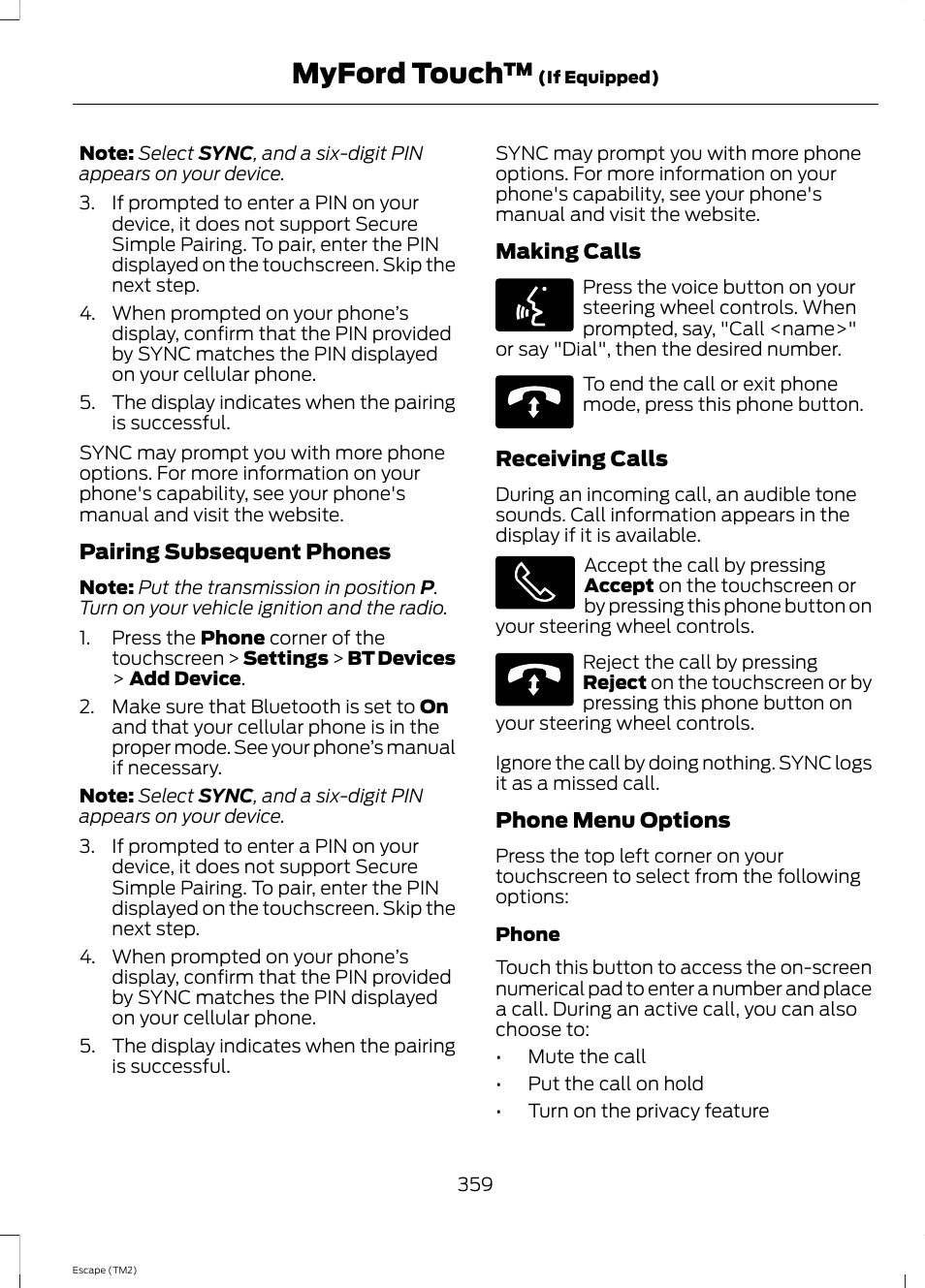 Myford touch | FORD 2014 Escape v.3 User Manual | Page 362 / 434