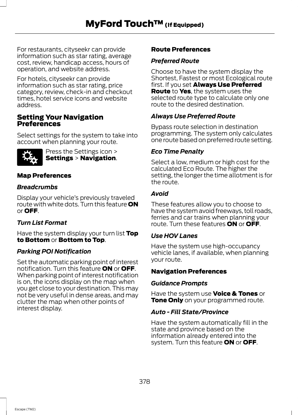 Myford touch | FORD 2014 Escape v.3 User Manual | Page 381 / 434