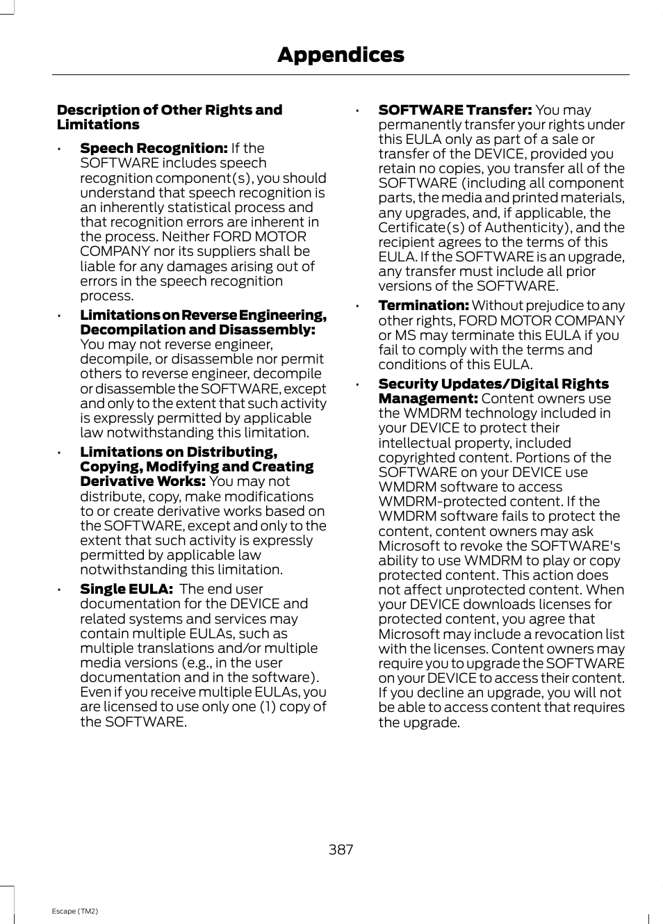 Appendices | FORD 2014 Escape v.3 User Manual | Page 390 / 434