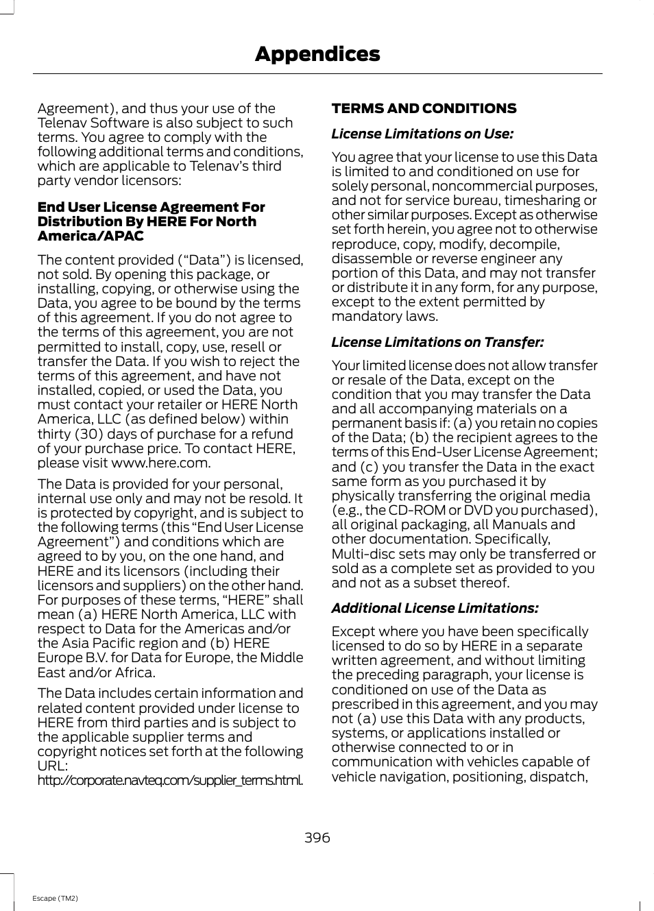 Appendices | FORD 2014 Escape v.3 User Manual | Page 399 / 434