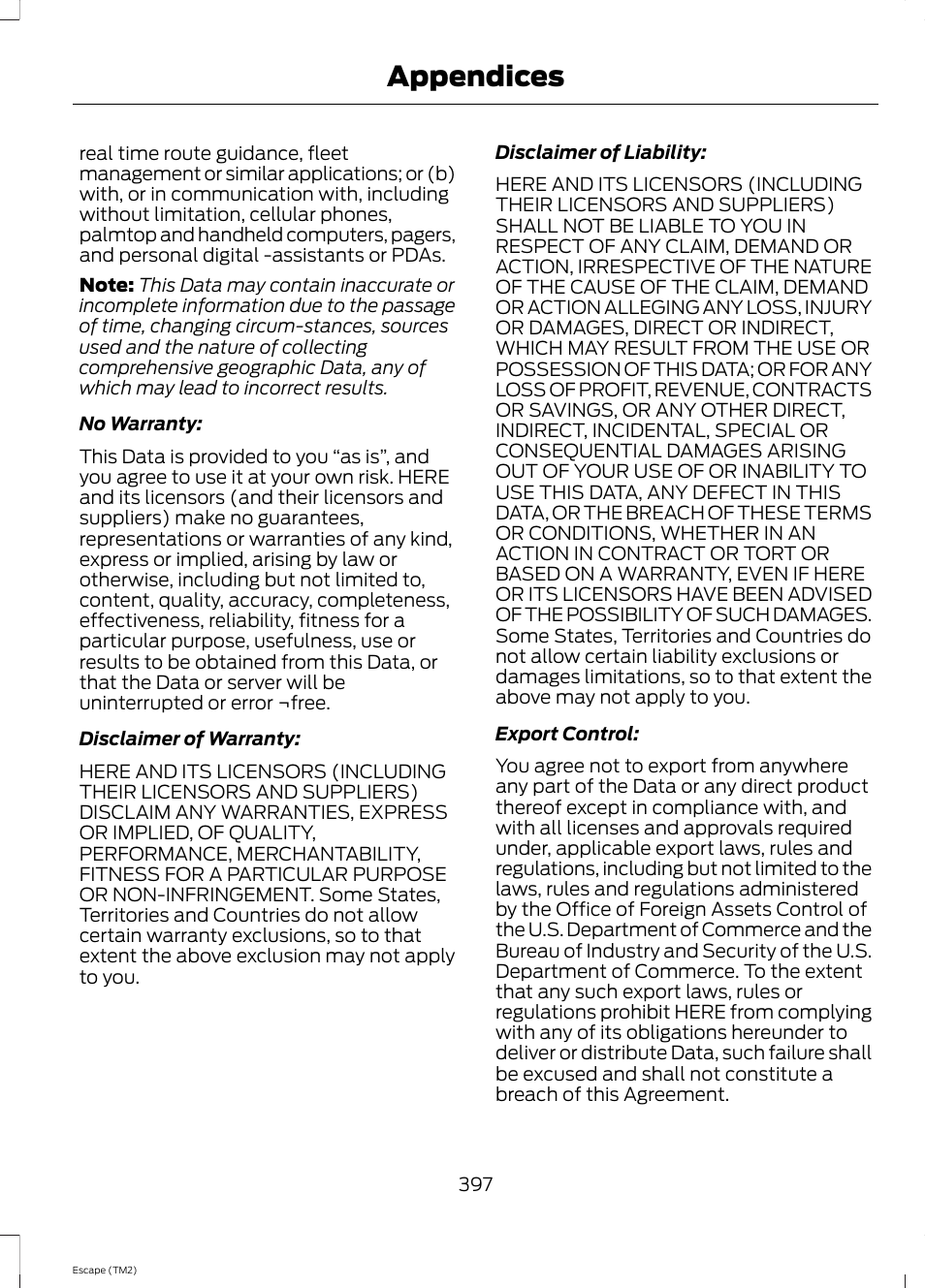 Appendices | FORD 2014 Escape v.3 User Manual | Page 400 / 434