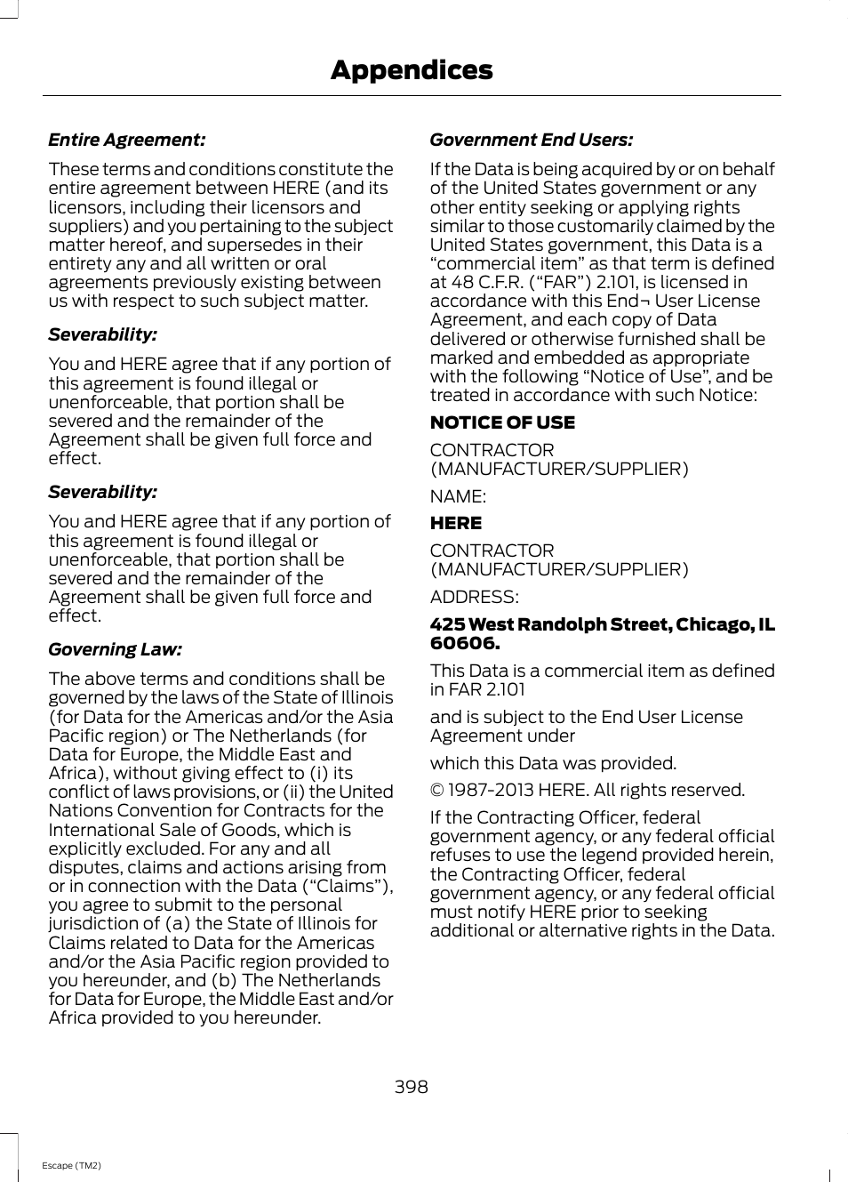 Appendices | FORD 2014 Escape v.3 User Manual | Page 401 / 434