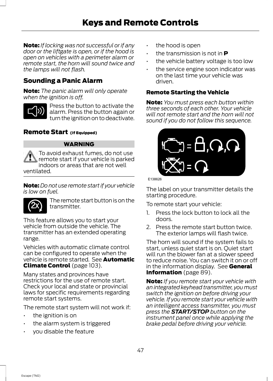 Keys and remote controls | FORD 2014 Escape v.3 User Manual | Page 50 / 434