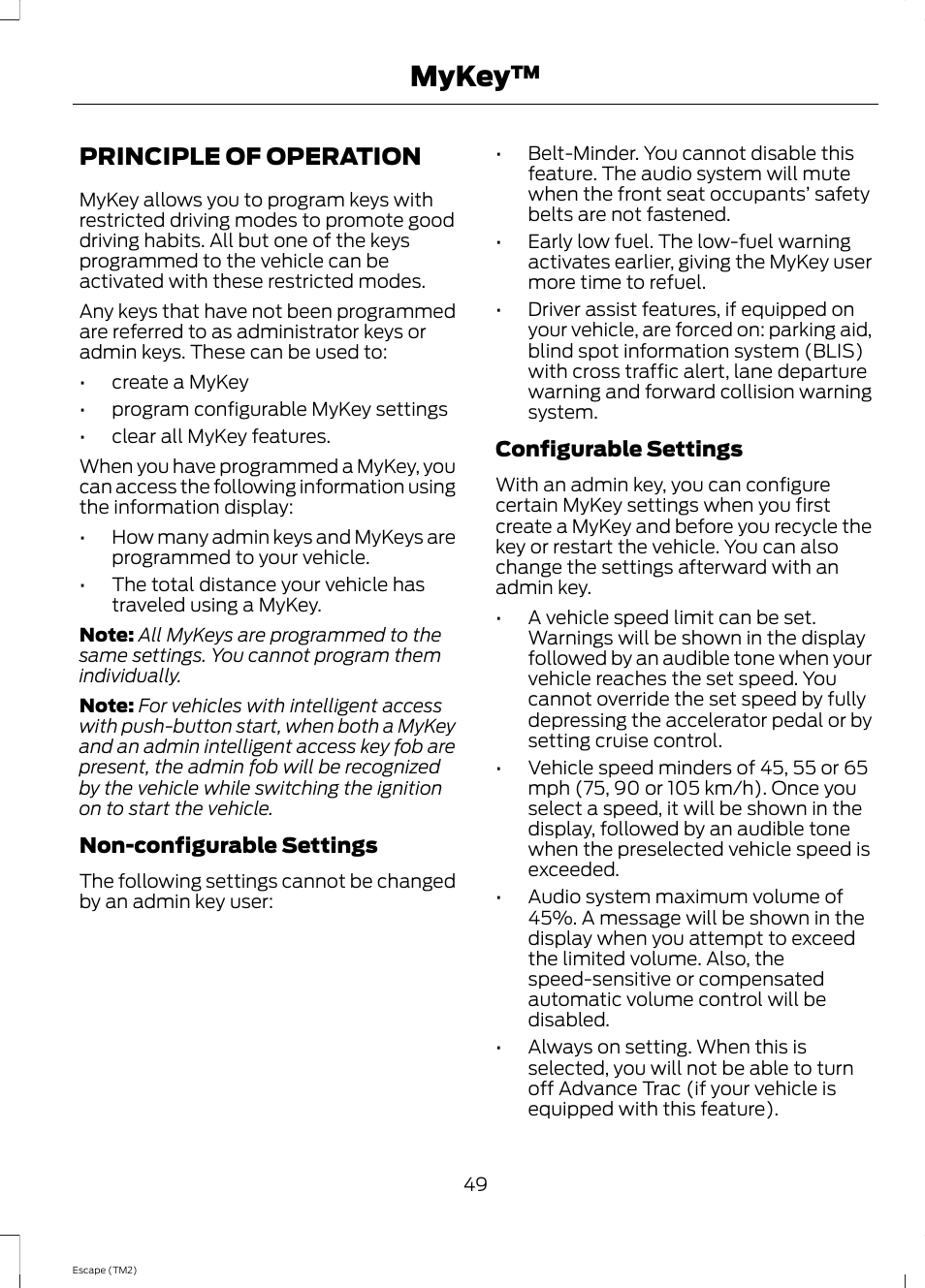 Mykey, Principle of operation | FORD 2014 Escape v.3 User Manual | Page 52 / 434