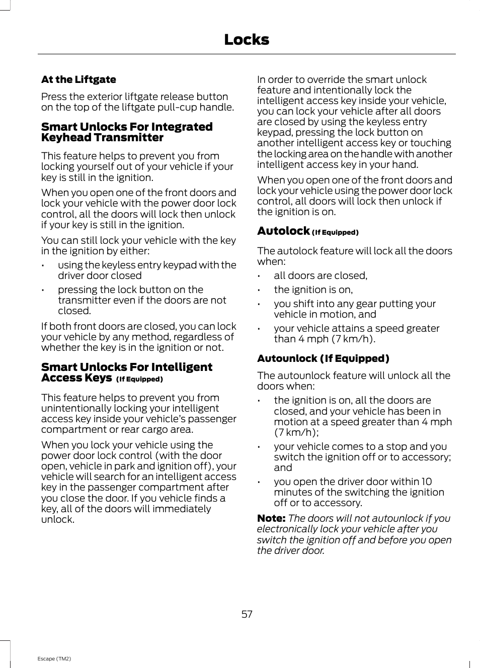 Locks | FORD 2014 Escape v.3 User Manual | Page 60 / 434