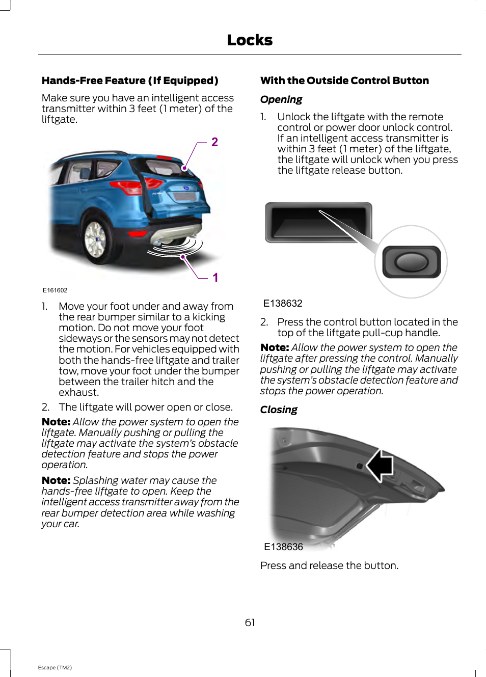 Locks | FORD 2014 Escape v.3 User Manual | Page 64 / 434