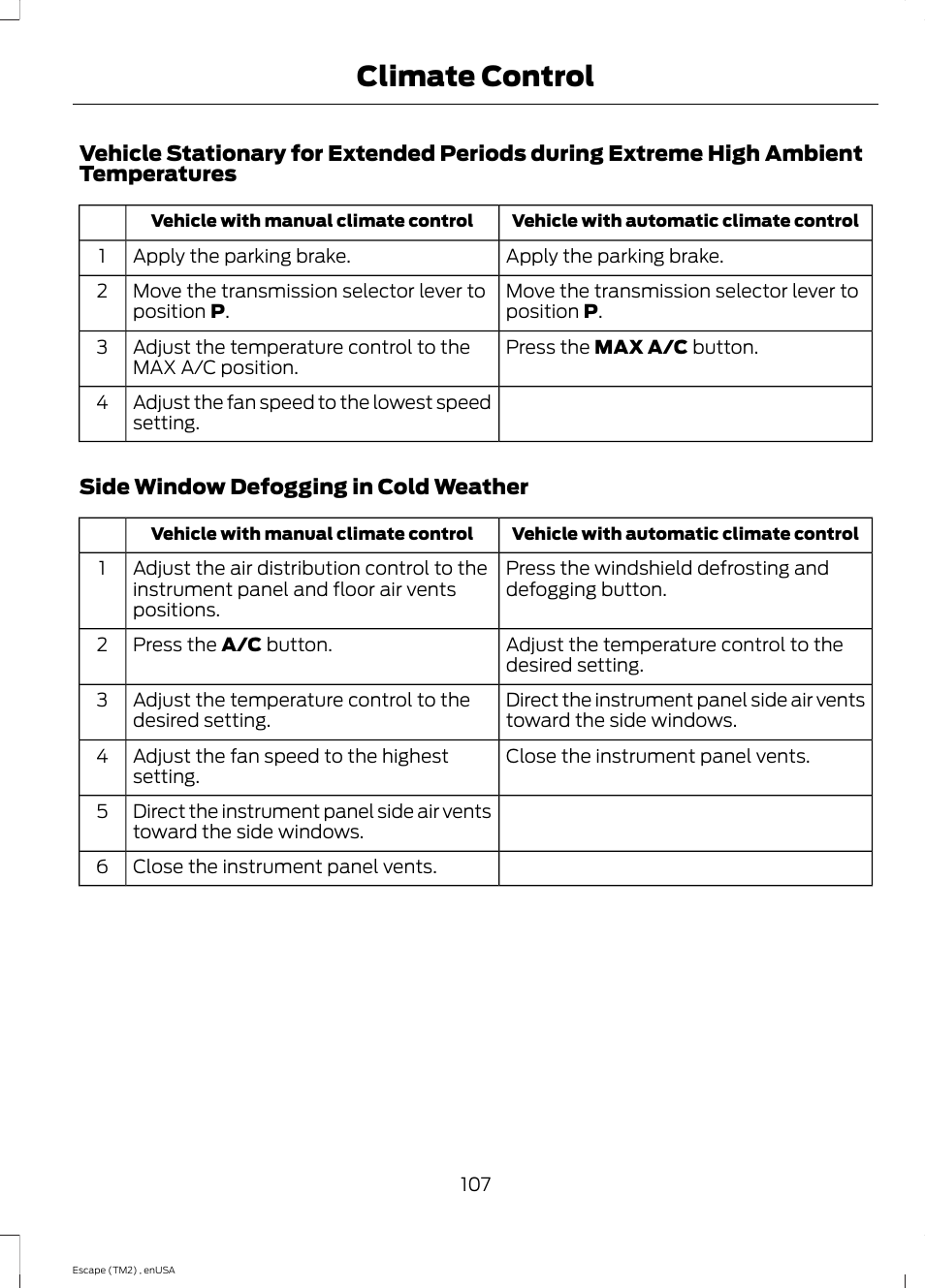 Climate control | FORD 2014 Escape v.4 User Manual | Page 110 / 434