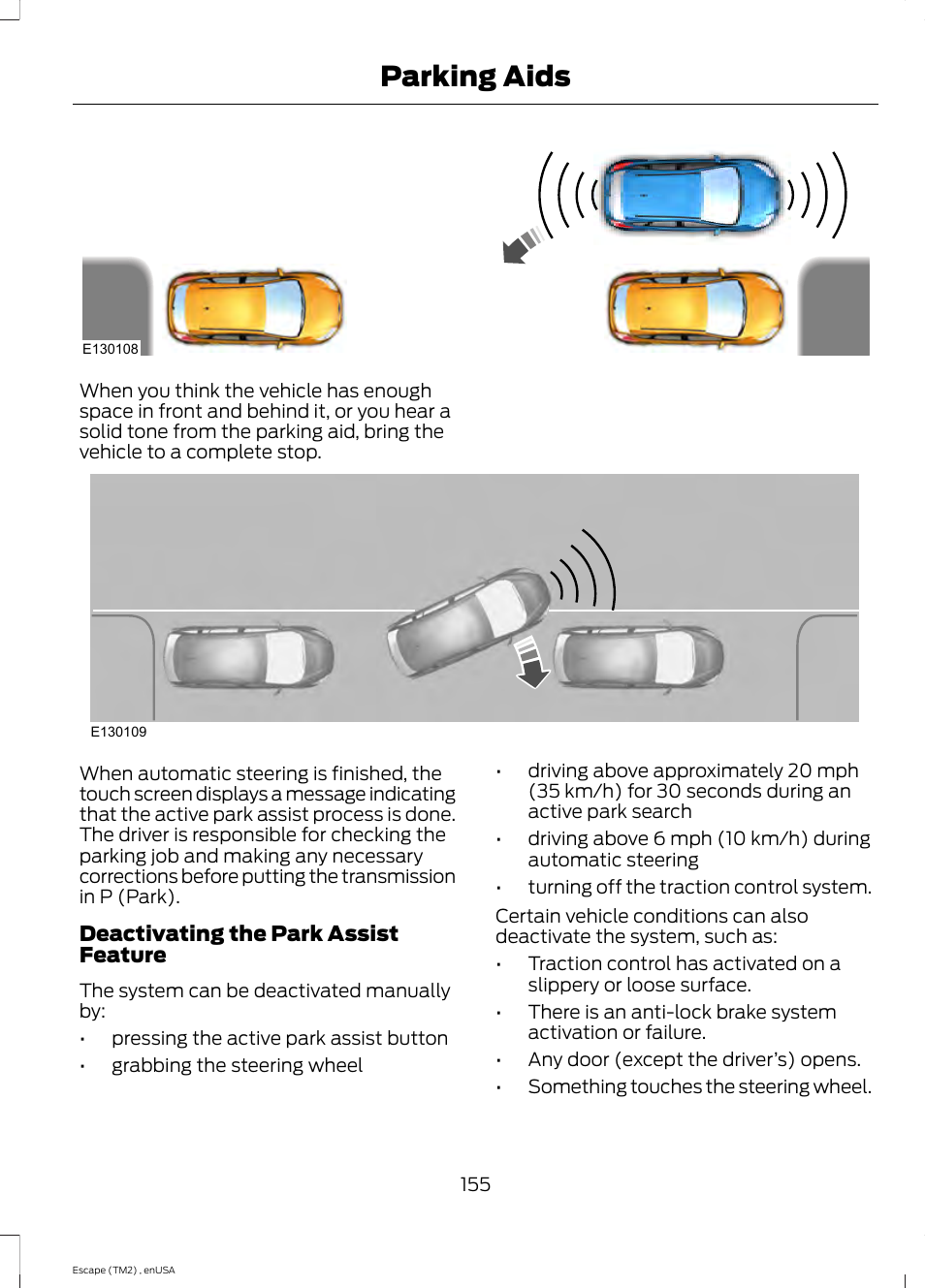 Parking aids | FORD 2014 Escape v.4 User Manual | Page 158 / 434