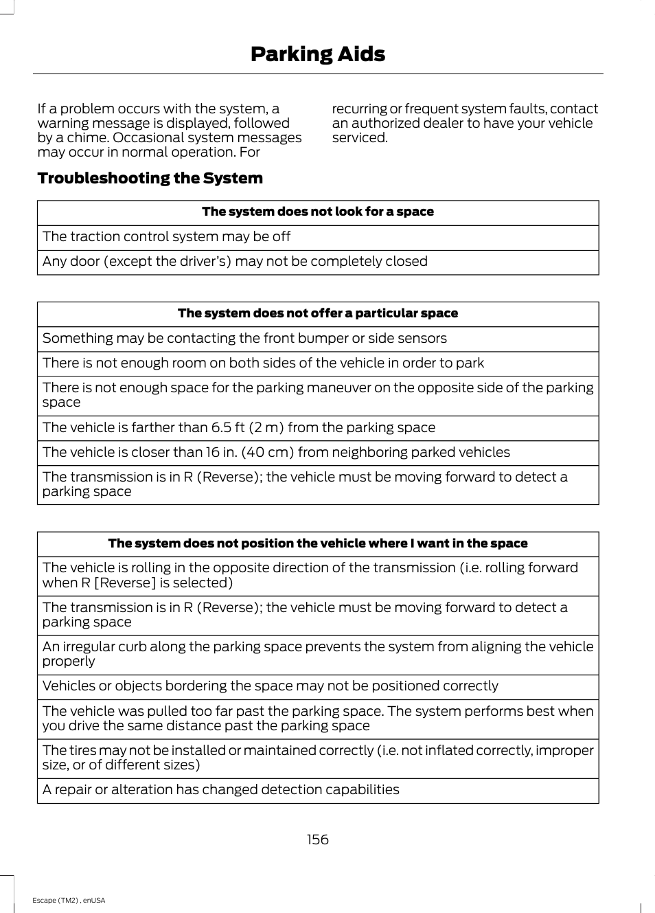 Parking aids | FORD 2014 Escape v.4 User Manual | Page 159 / 434