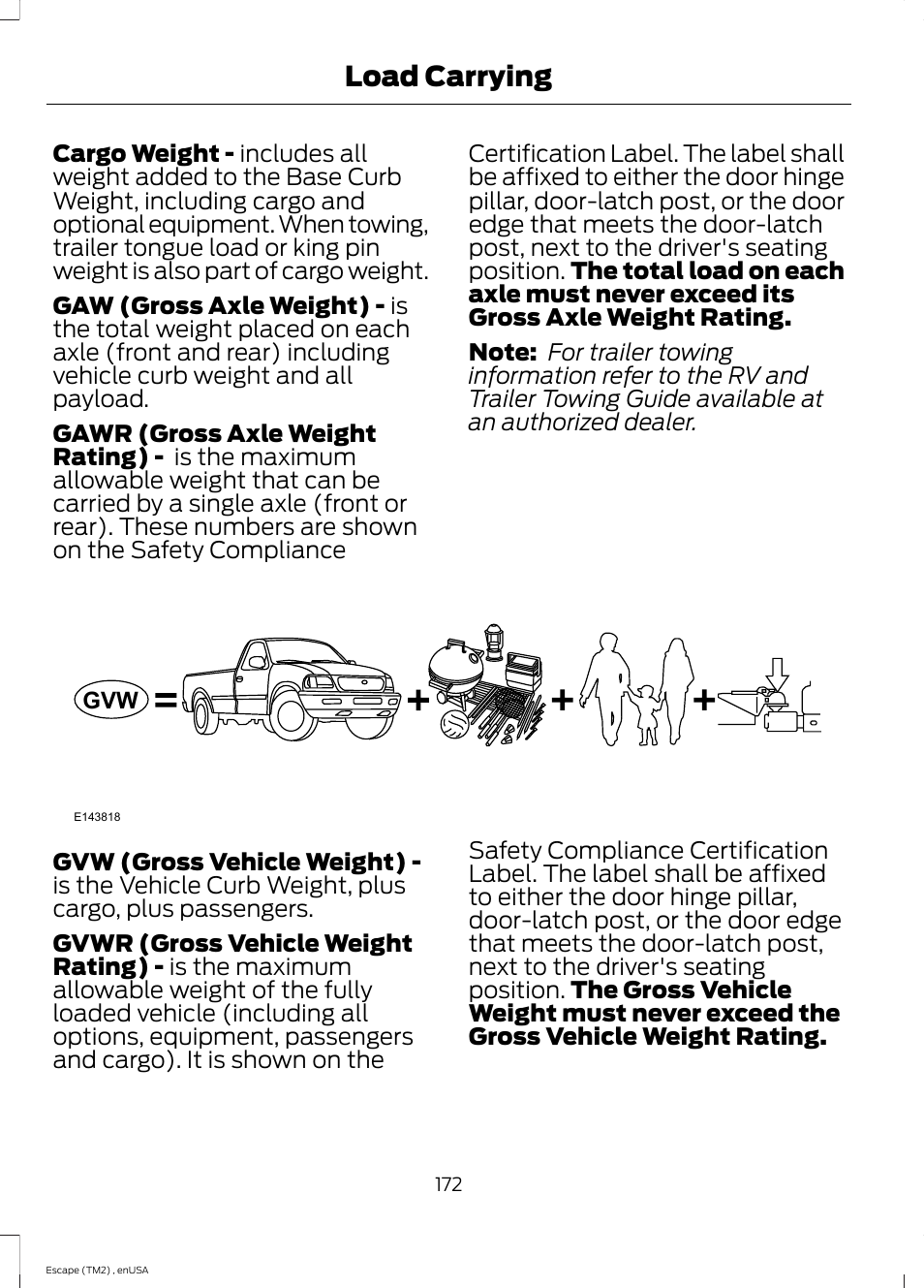 Load carrying | FORD 2014 Escape v.4 User Manual | Page 175 / 434