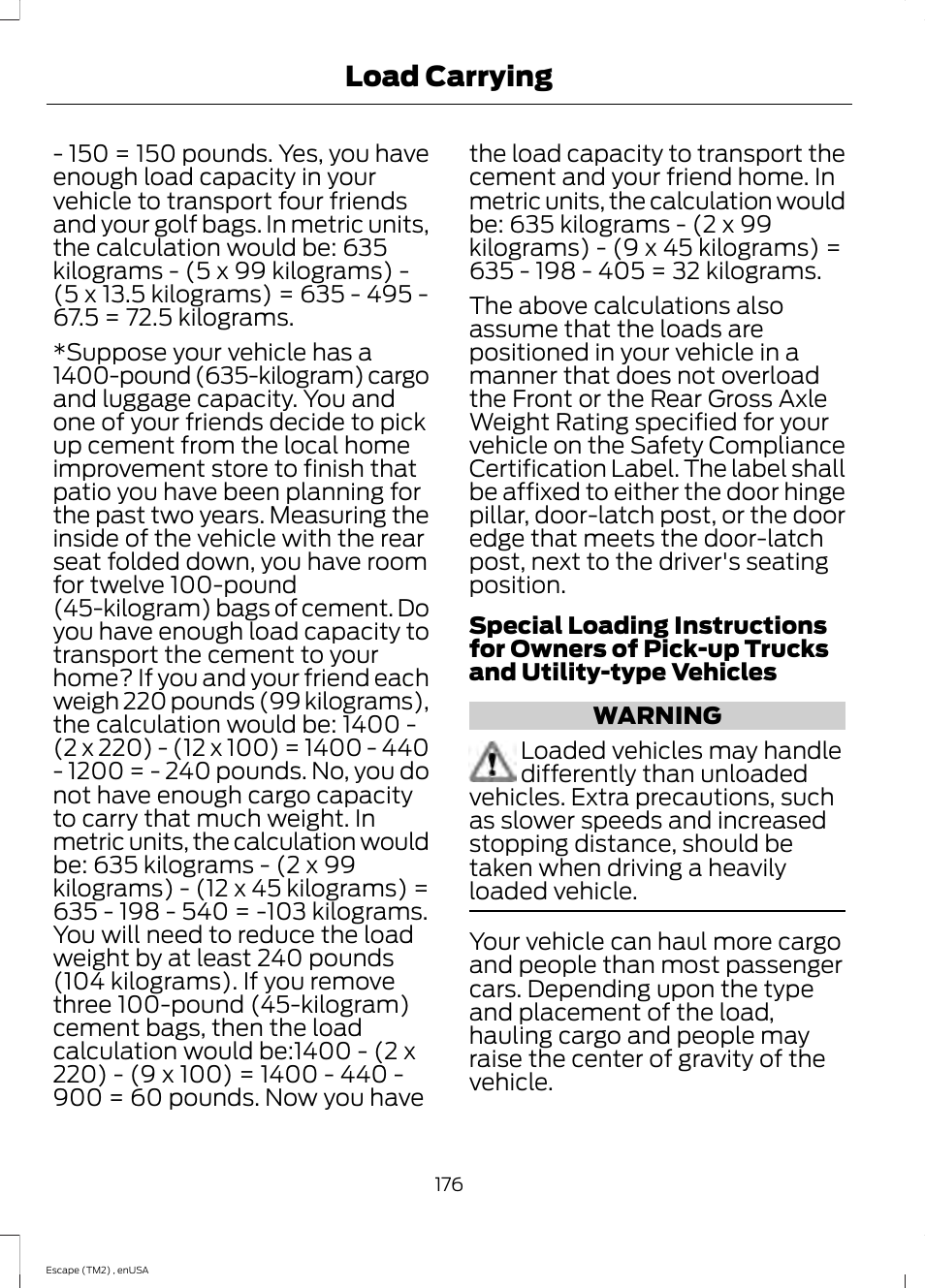 Load carrying | FORD 2014 Escape v.4 User Manual | Page 179 / 434