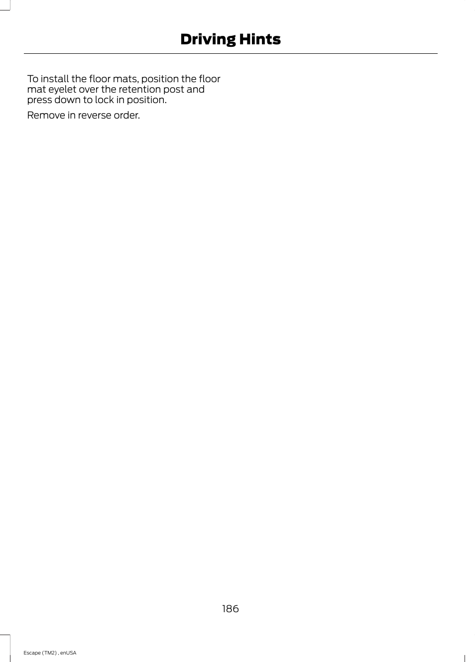 Driving hints | FORD 2014 Escape v.4 User Manual | Page 189 / 434
