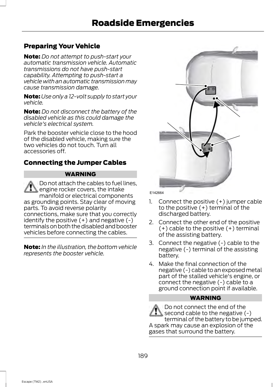 Roadside emergencies | FORD 2014 Escape v.4 User Manual | Page 192 / 434