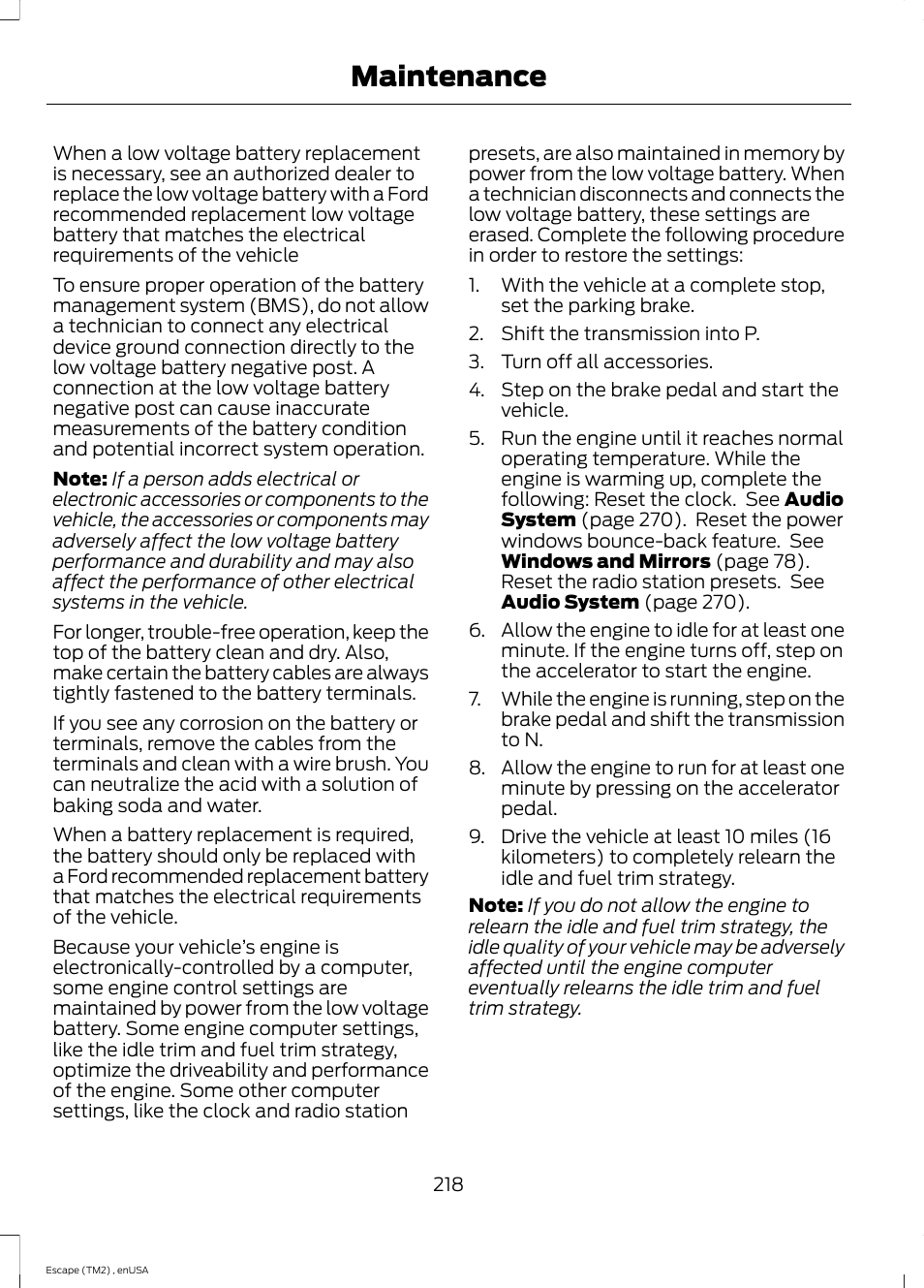 Maintenance | FORD 2014 Escape v.4 User Manual | Page 221 / 434