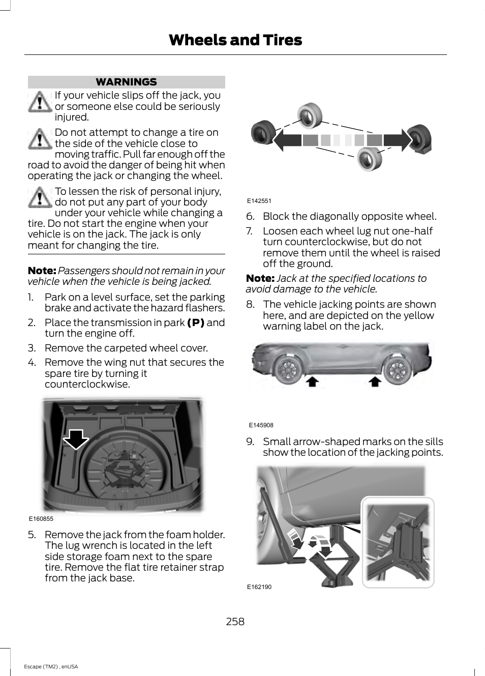 Wheels and tires | FORD 2014 Escape v.4 User Manual | Page 261 / 434