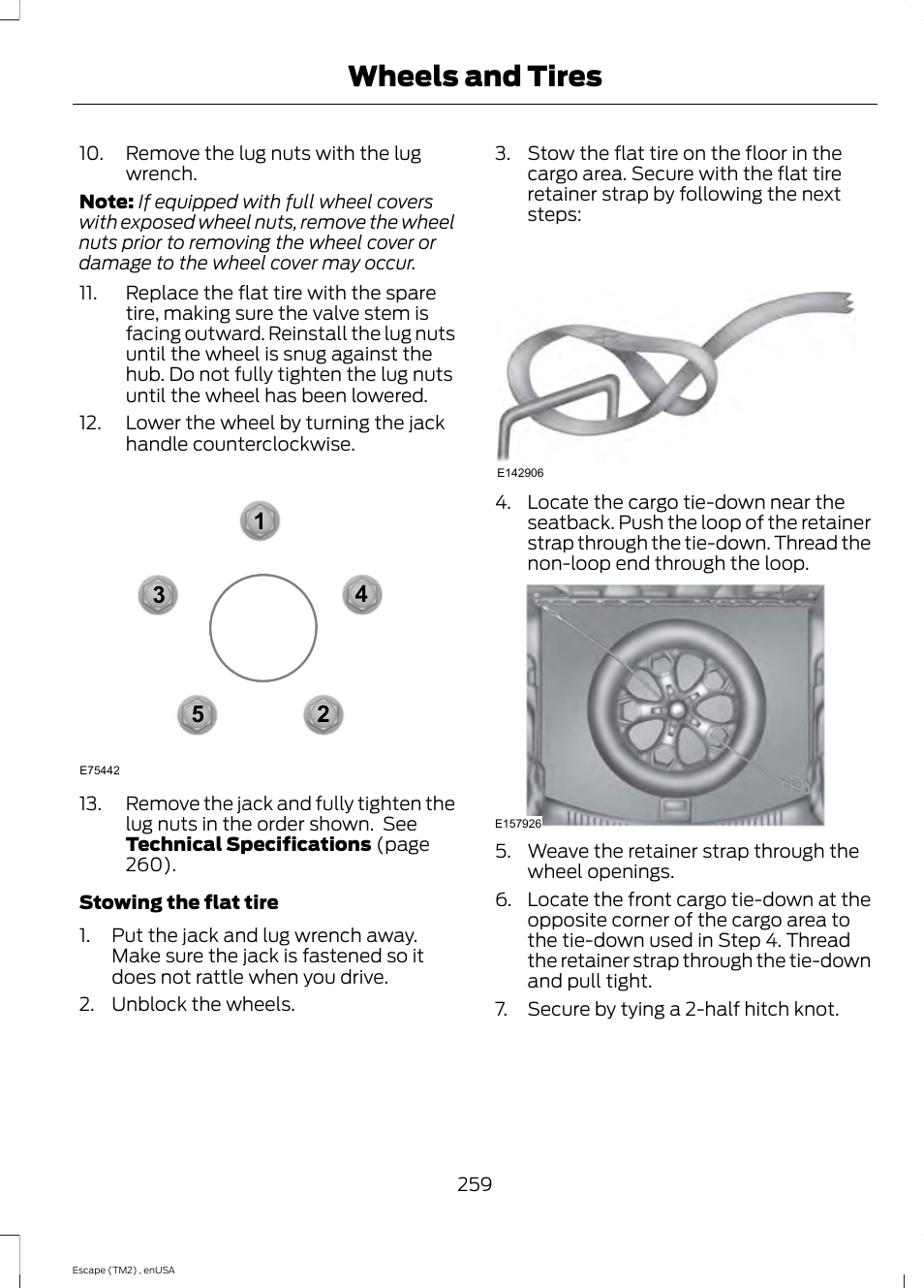 Wheels and tires | FORD 2014 Escape v.4 User Manual | Page 262 / 434