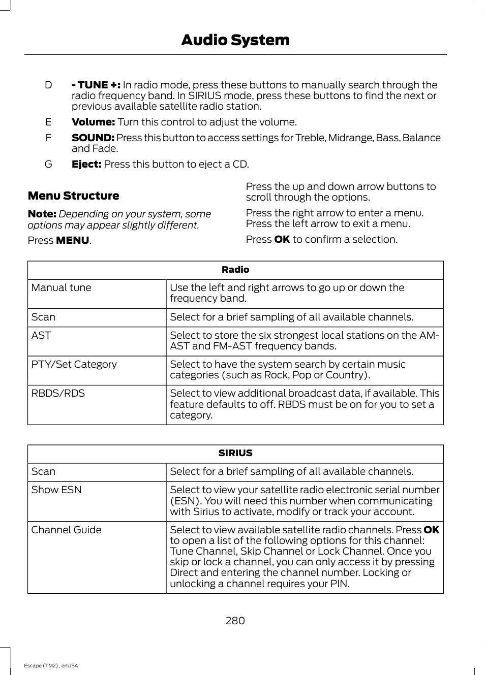Audio system | FORD 2014 Escape v.4 User Manual | Page 283 / 434
