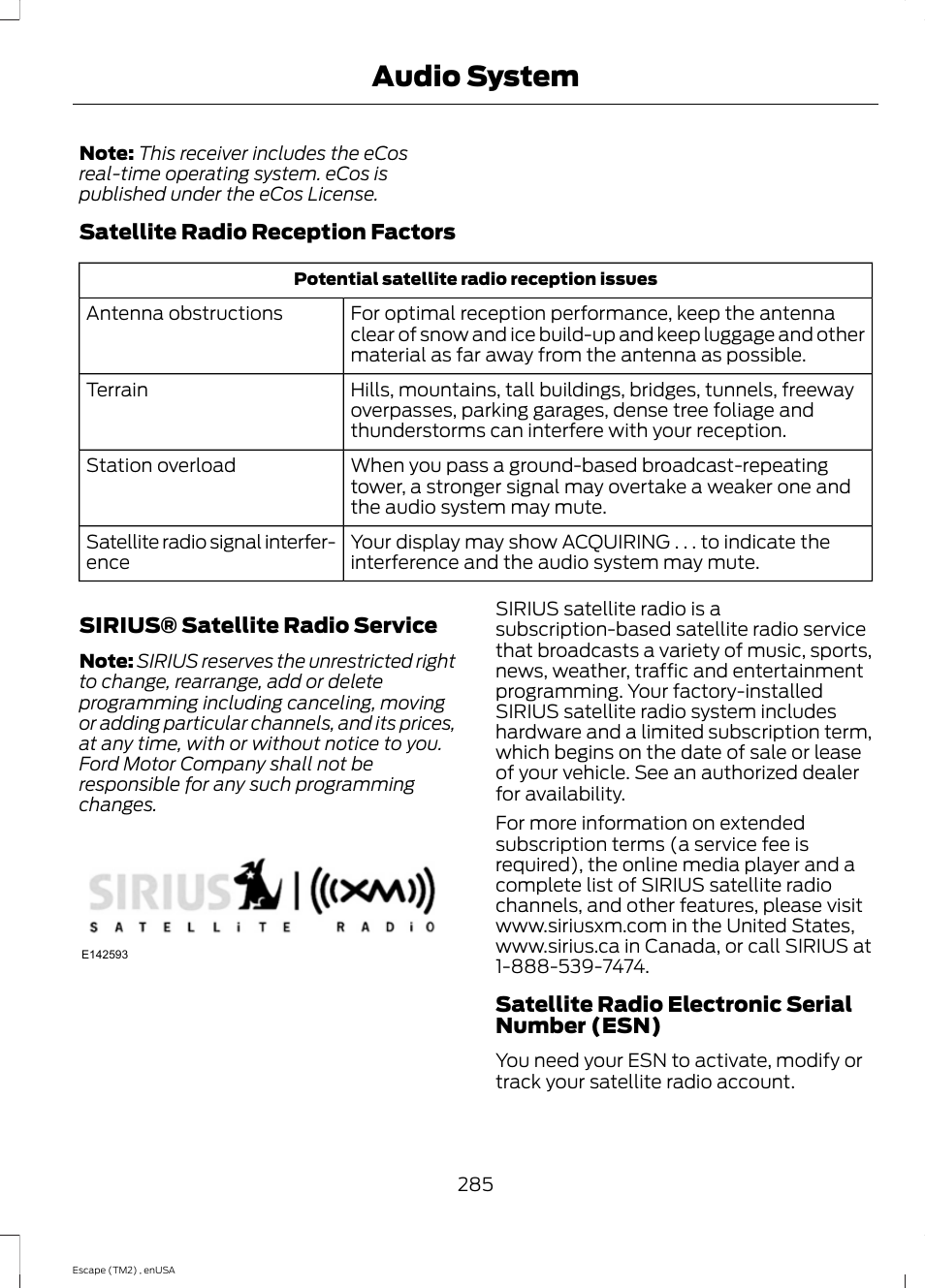 Audio system | FORD 2014 Escape v.4 User Manual | Page 288 / 434