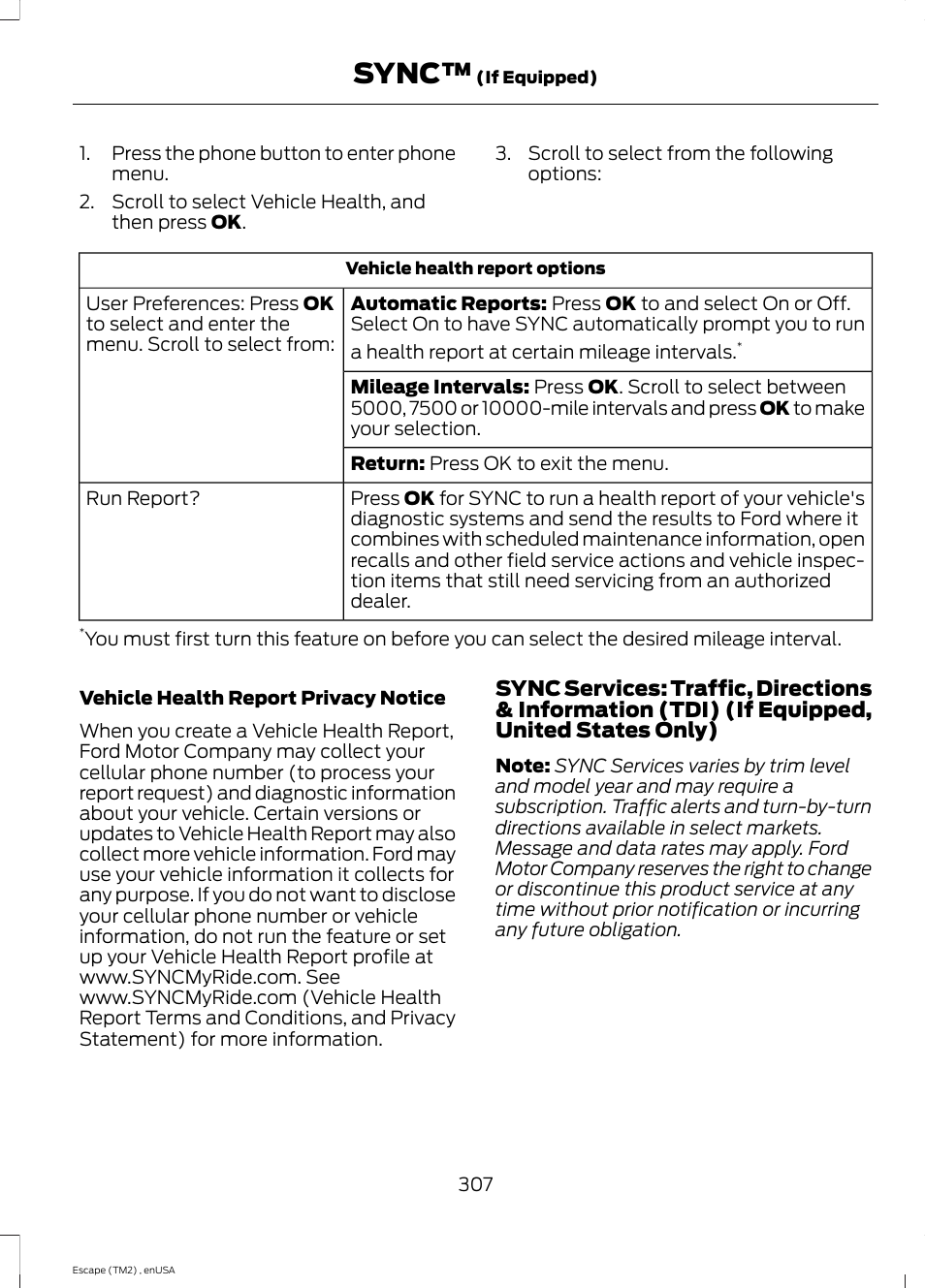 Sync | FORD 2014 Escape v.4 User Manual | Page 310 / 434