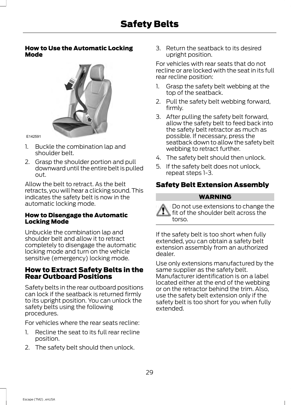 Safety belts | FORD 2014 Escape v.4 User Manual | Page 32 / 434