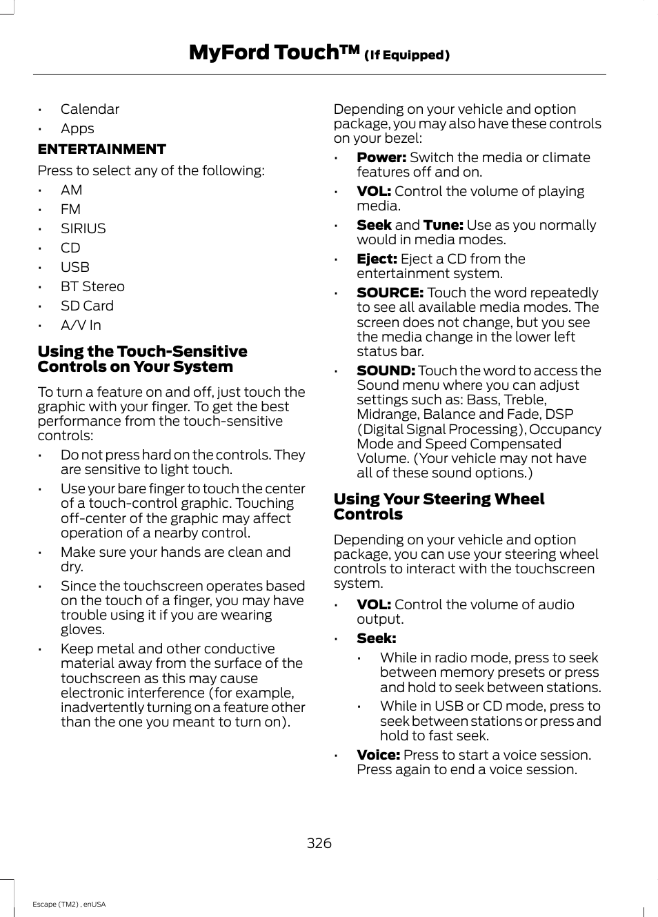 Myford touch | FORD 2014 Escape v.4 User Manual | Page 329 / 434