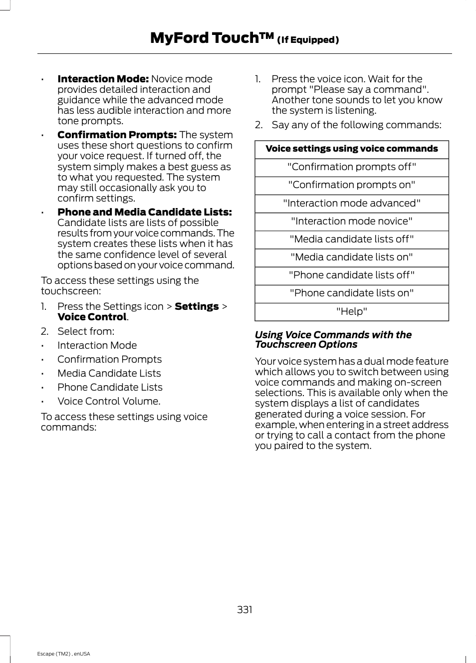 Myford touch | FORD 2014 Escape v.4 User Manual | Page 334 / 434