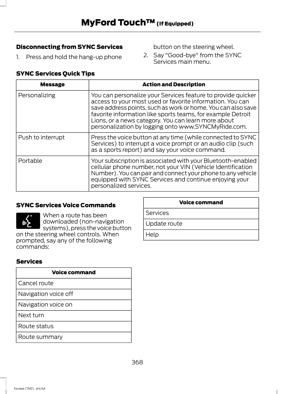 Myford touch | FORD 2014 Escape v.4 User Manual | Page 371 / 434