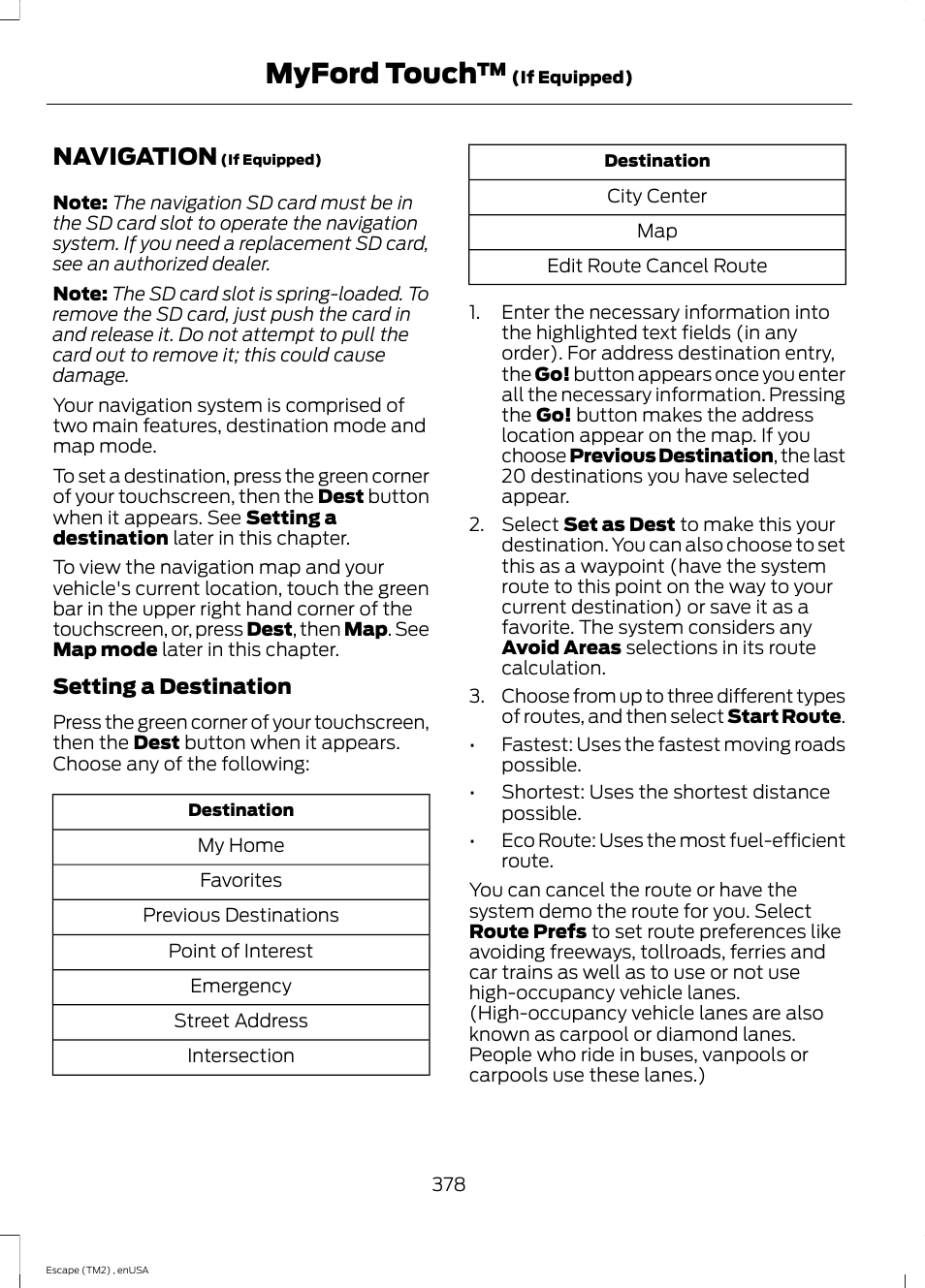 Navigation, Myford touch | FORD 2014 Escape v.4 User Manual | Page 381 / 434