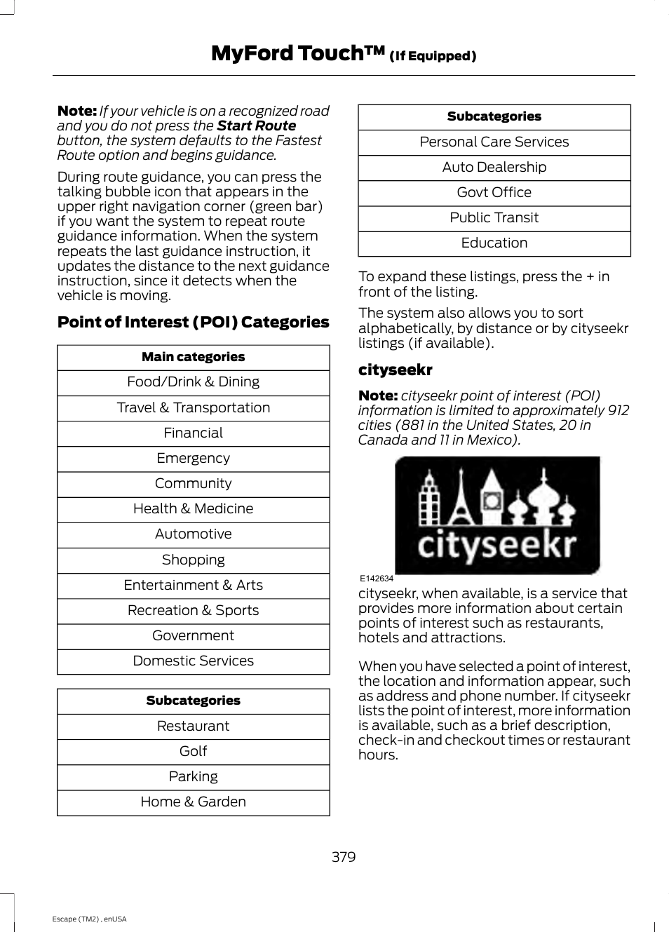 Myford touch | FORD 2014 Escape v.4 User Manual | Page 382 / 434