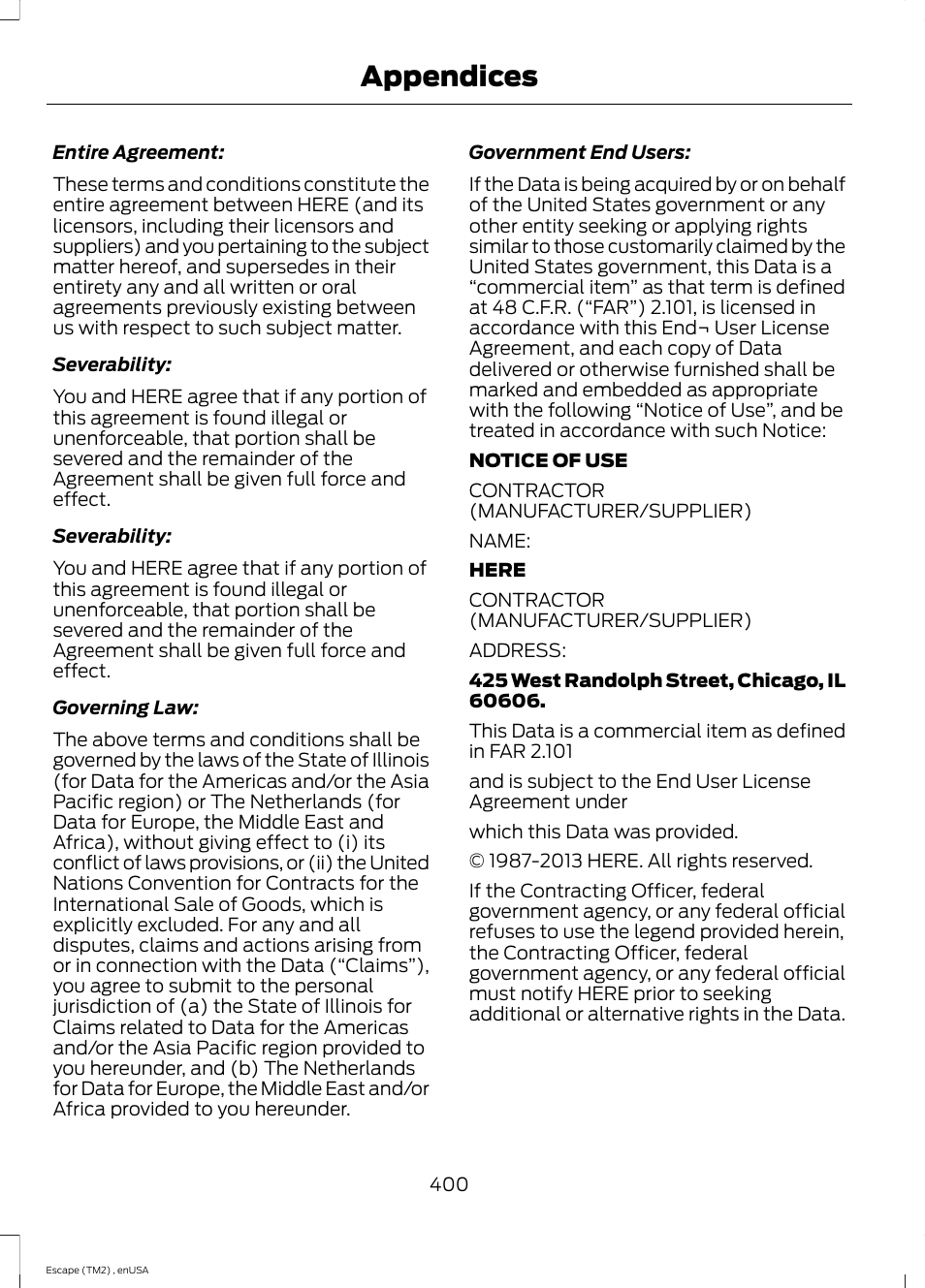 Appendices | FORD 2014 Escape v.4 User Manual | Page 403 / 434