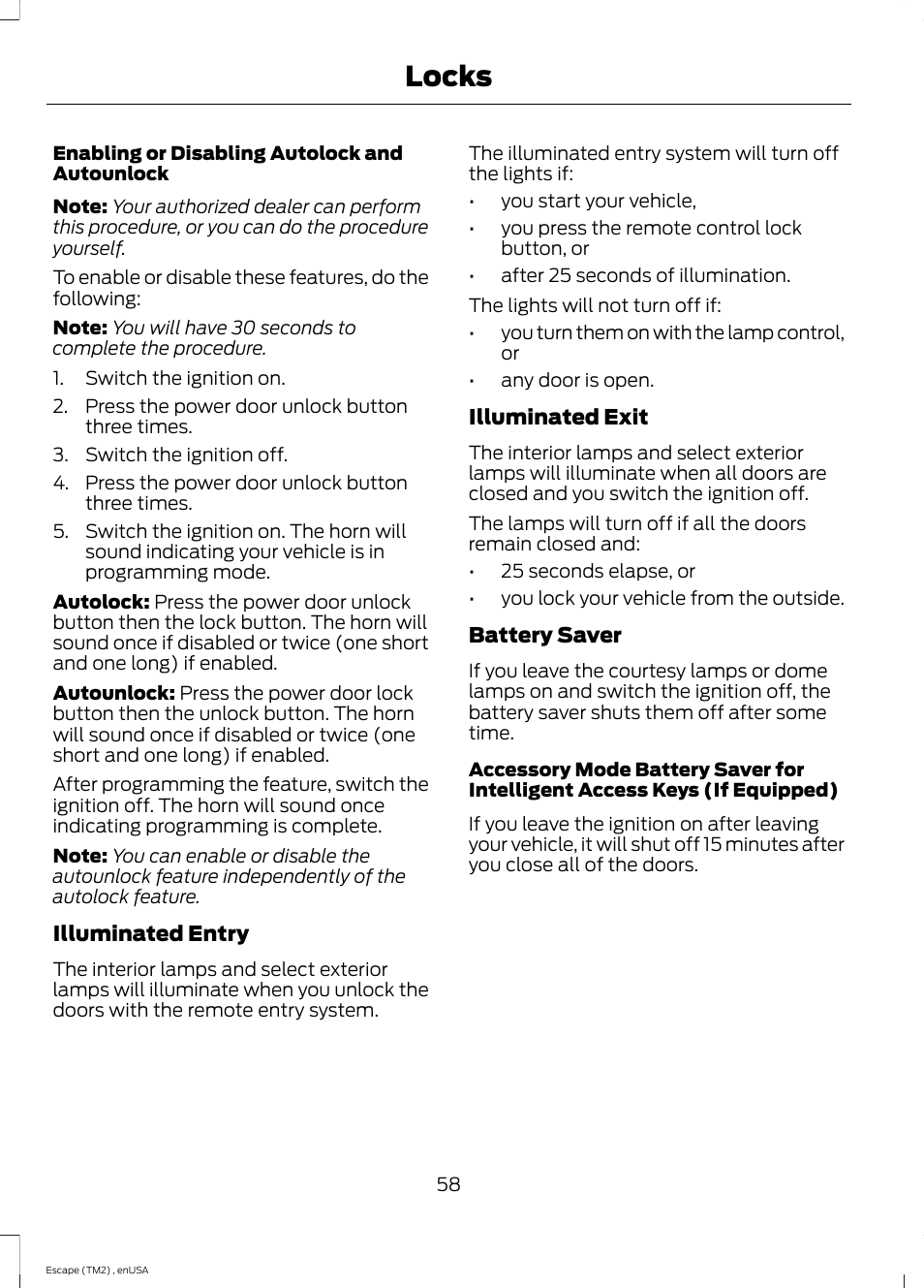 Locks | FORD 2014 Escape v.4 User Manual | Page 61 / 434