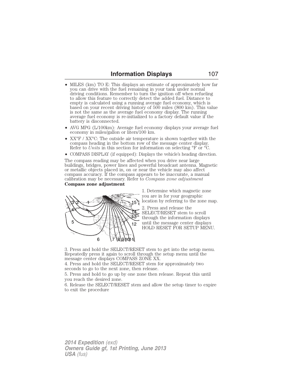 Information displays 107 | FORD 2014 Expedition v.1 User Manual | Page 108 / 519
