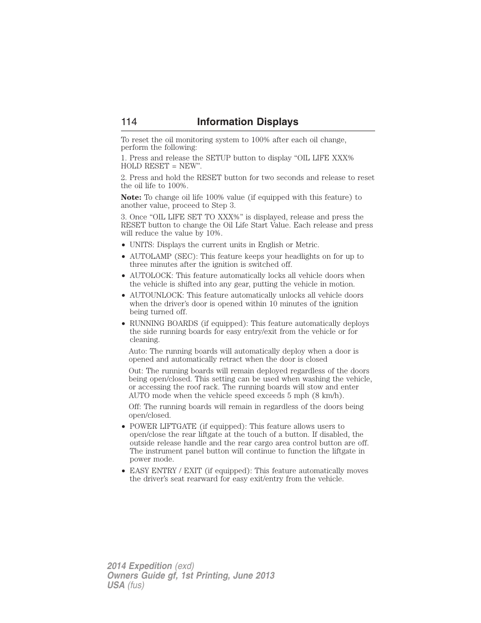 114 information displays | FORD 2014 Expedition v.1 User Manual | Page 115 / 519
