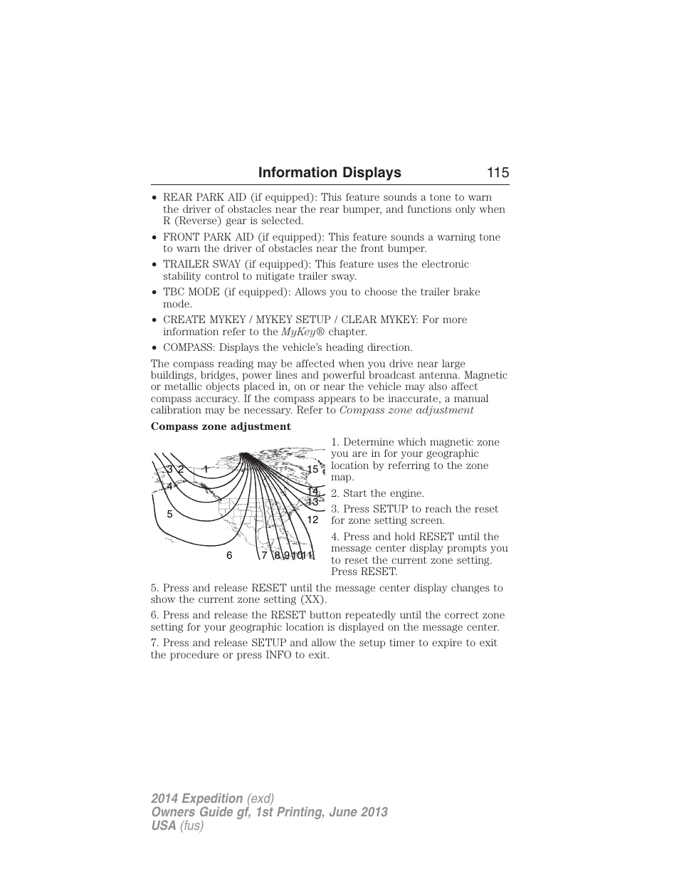 Information displays 115 | FORD 2014 Expedition v.1 User Manual | Page 116 / 519