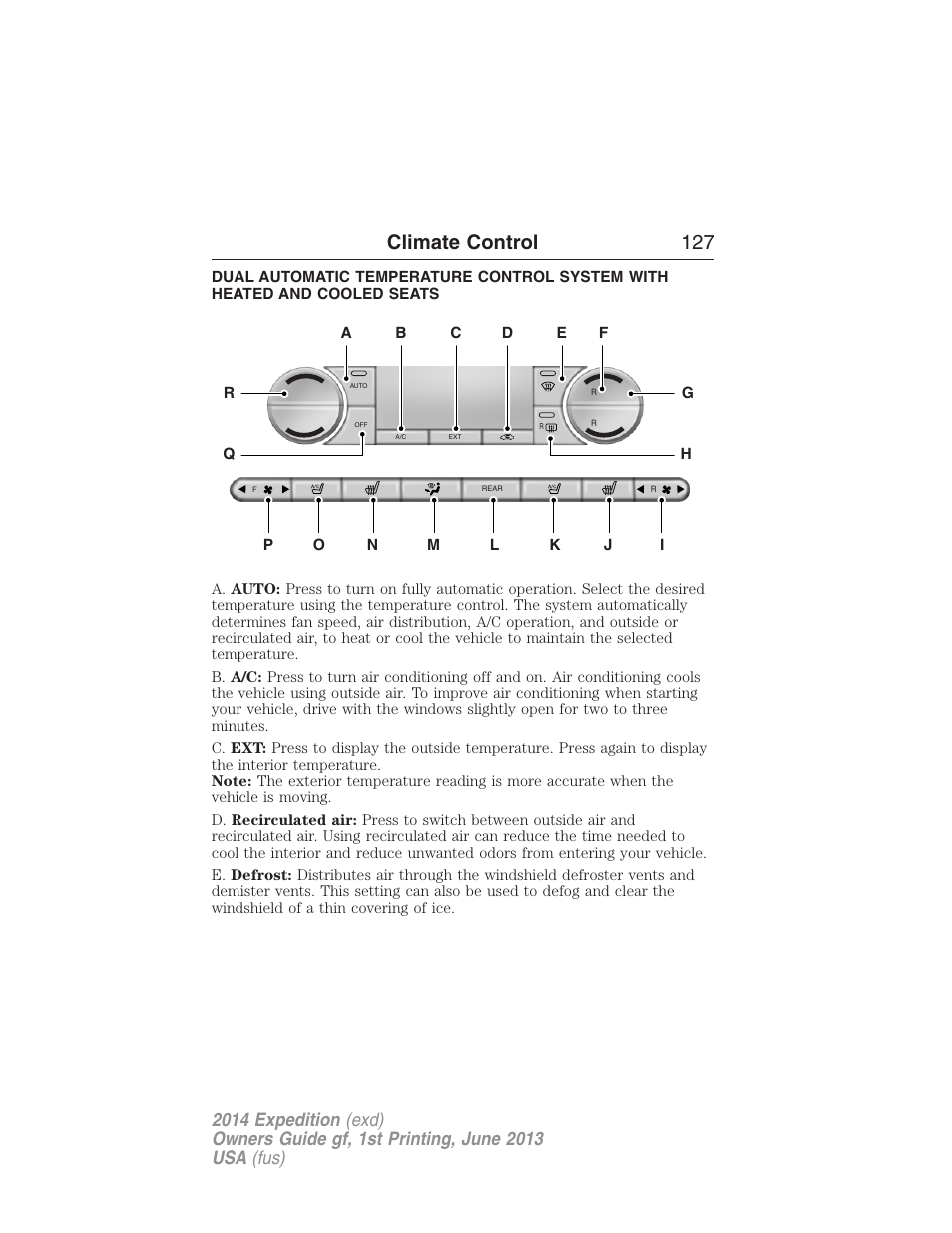 Climate control 127 | FORD 2014 Expedition v.1 User Manual | Page 128 / 519
