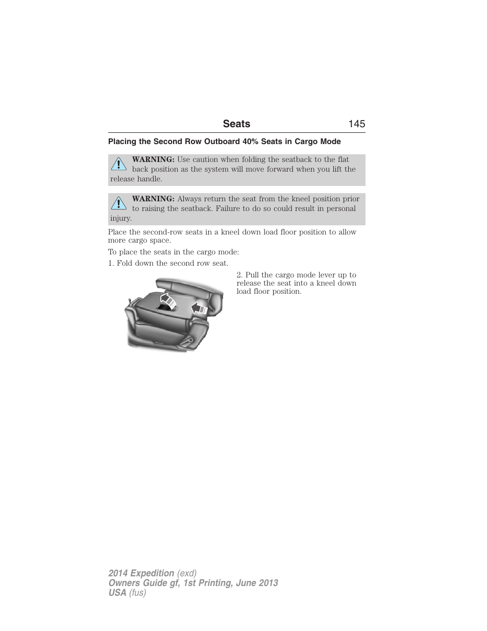 Seats 145 | FORD 2014 Expedition v.1 User Manual | Page 146 / 519