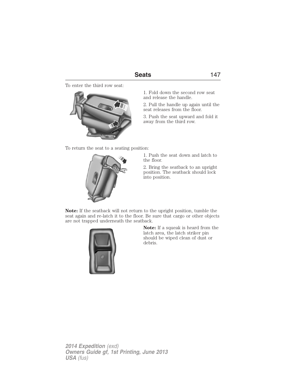 Seats 147 | FORD 2014 Expedition v.1 User Manual | Page 148 / 519