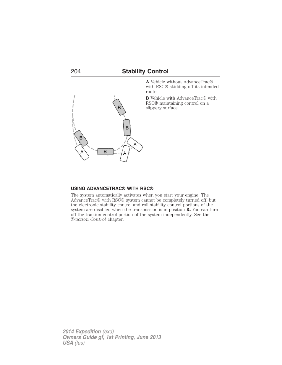 Using advancetrac® with rsc | FORD 2014 Expedition v.1 User Manual | Page 205 / 519