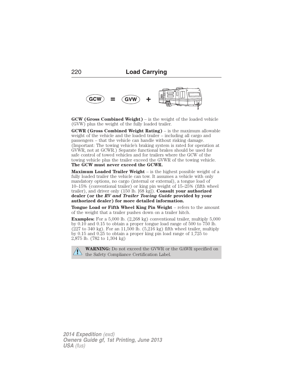 220 load carrying | FORD 2014 Expedition v.1 User Manual | Page 221 / 519