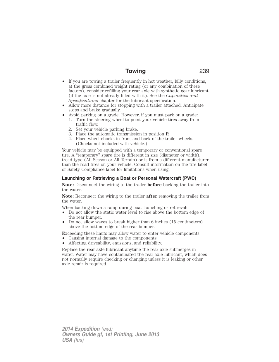 Towing 239 | FORD 2014 Expedition v.1 User Manual | Page 240 / 519