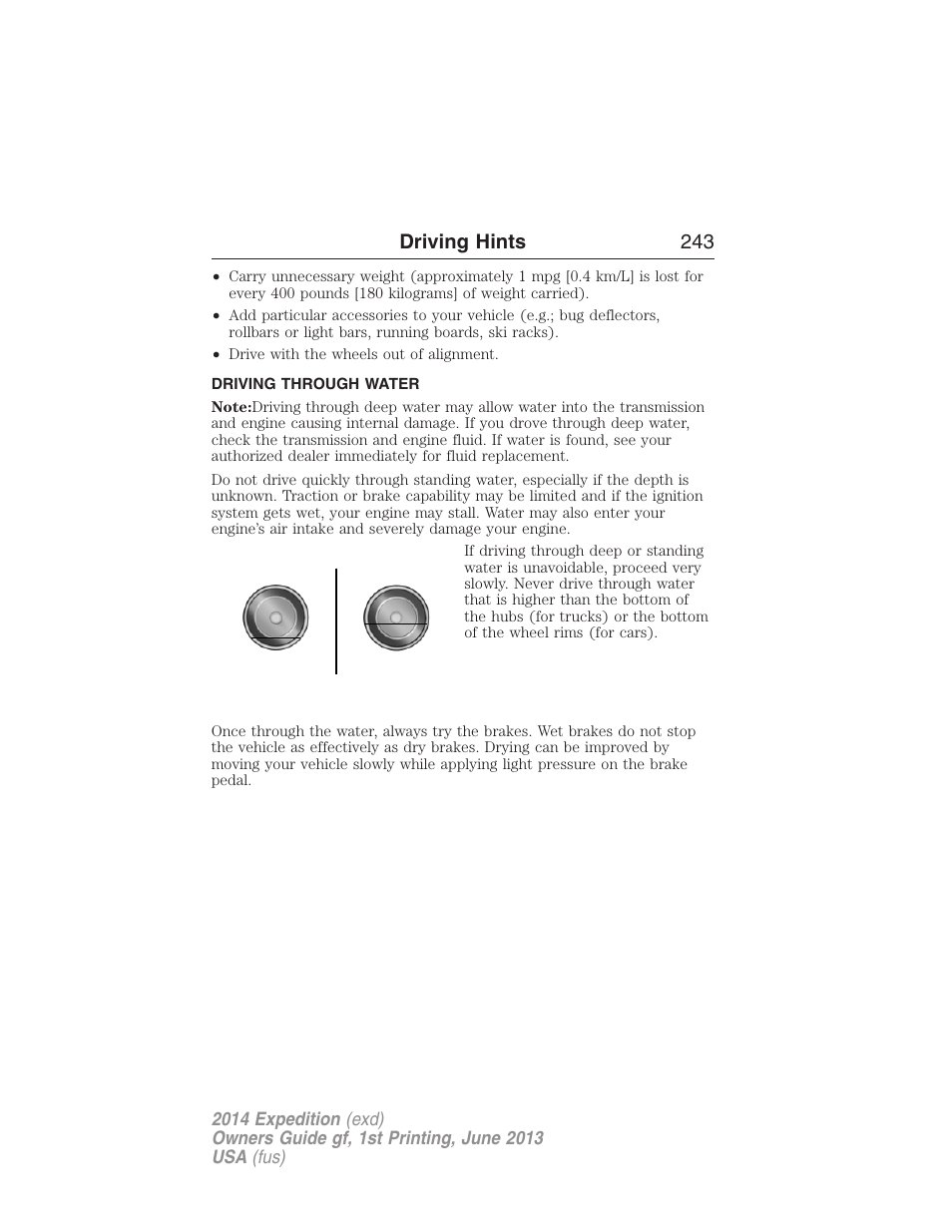 Driving through water, Driving hints 243 | FORD 2014 Expedition v.1 User Manual | Page 244 / 519